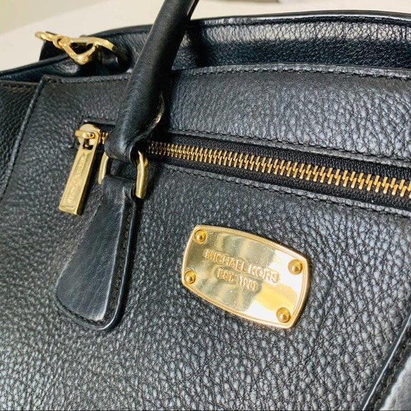 Michael Kors black large Sophie satchel tote bag structured large purse - Picture 5 of 8